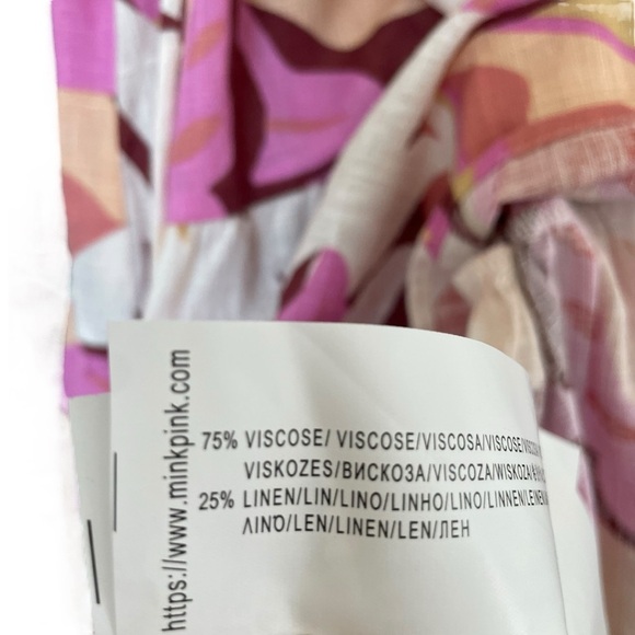 MINKPINK Kali Mini Dress Linen Blend Floral Lightweight Tie Waist - Picture 13 of 13
